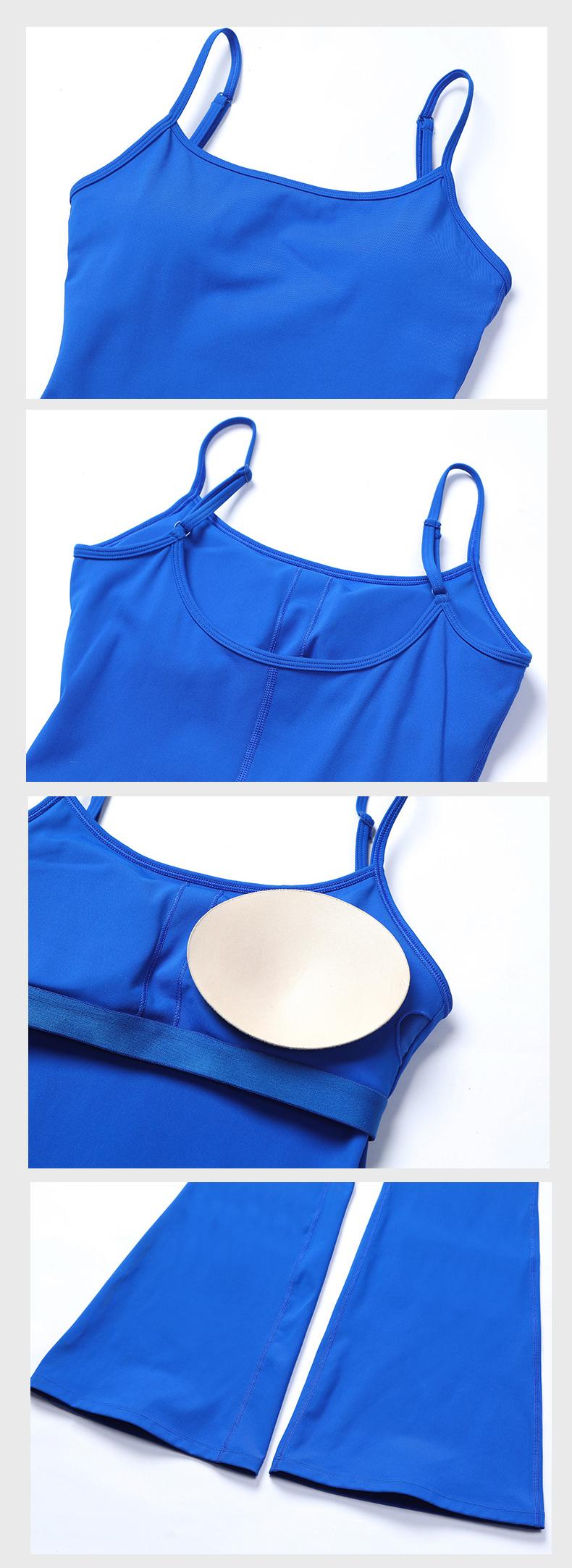 High Quality Spandex Nylon Sleeveless Yoga Flare Jumpsuits FGB8031