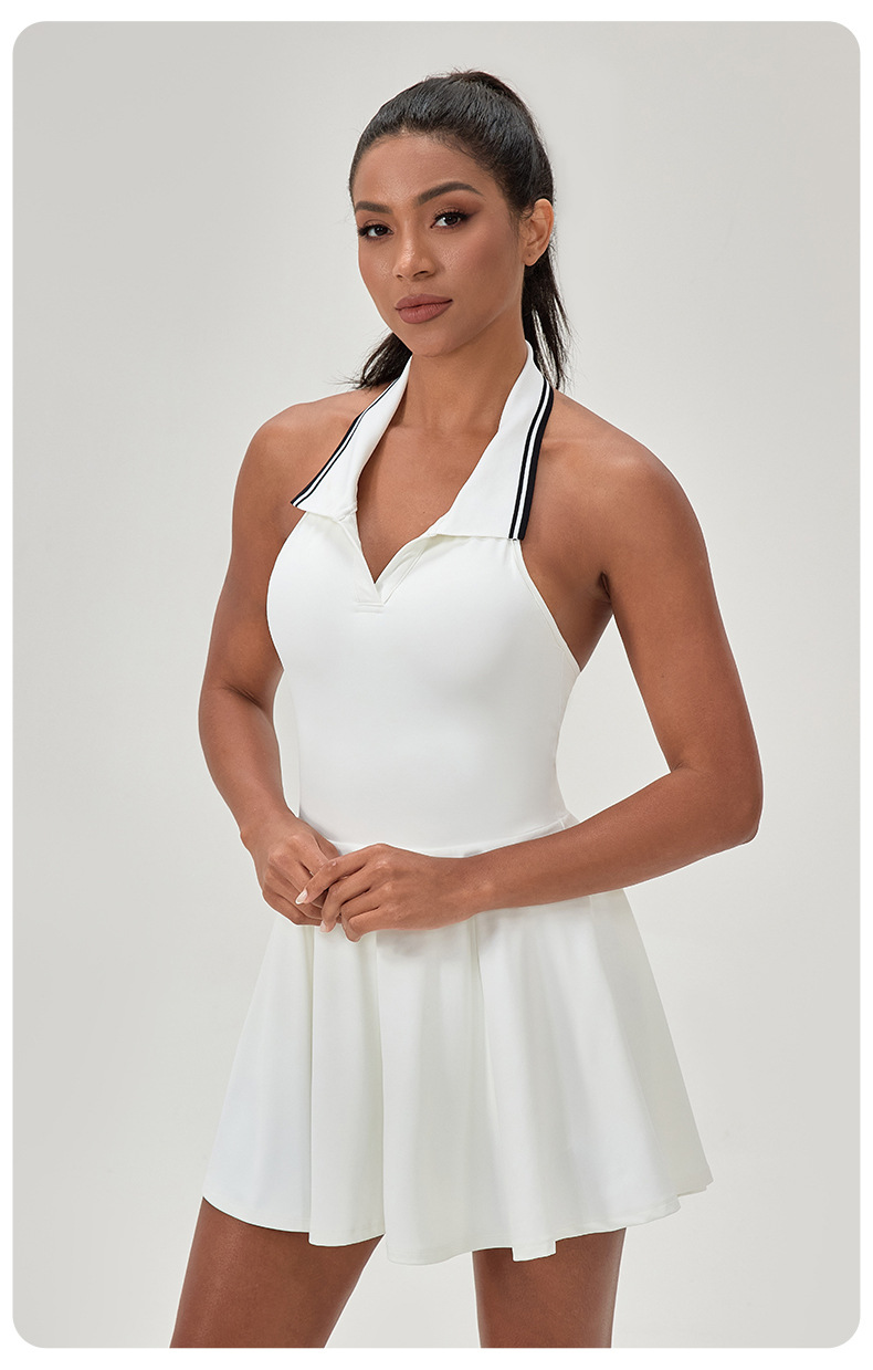 Women's Quick Dry Halter Neck Yoga Tennis Dress  FGB52174