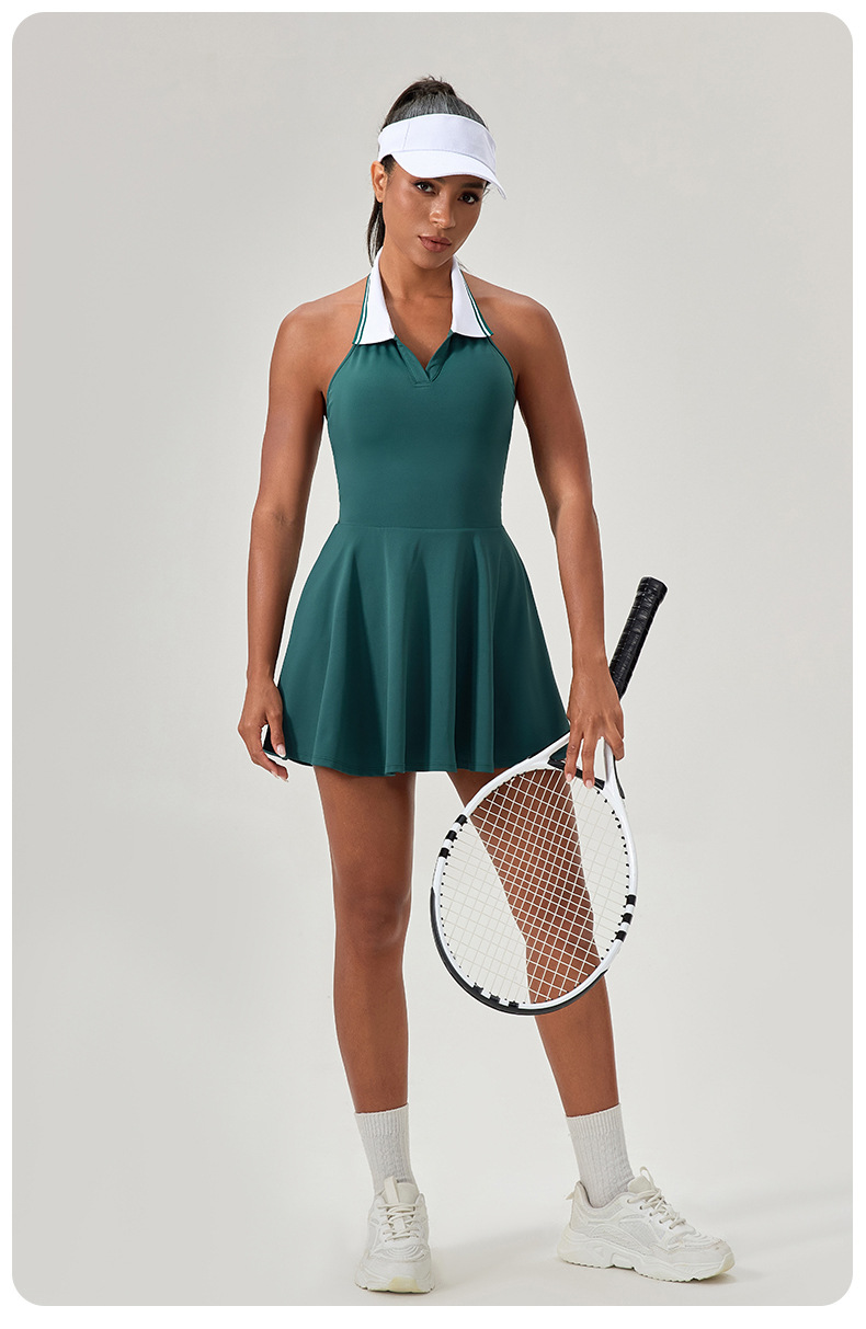 Women's Quick Dry Halter Neck Yoga Tennis Dress  FGB52174