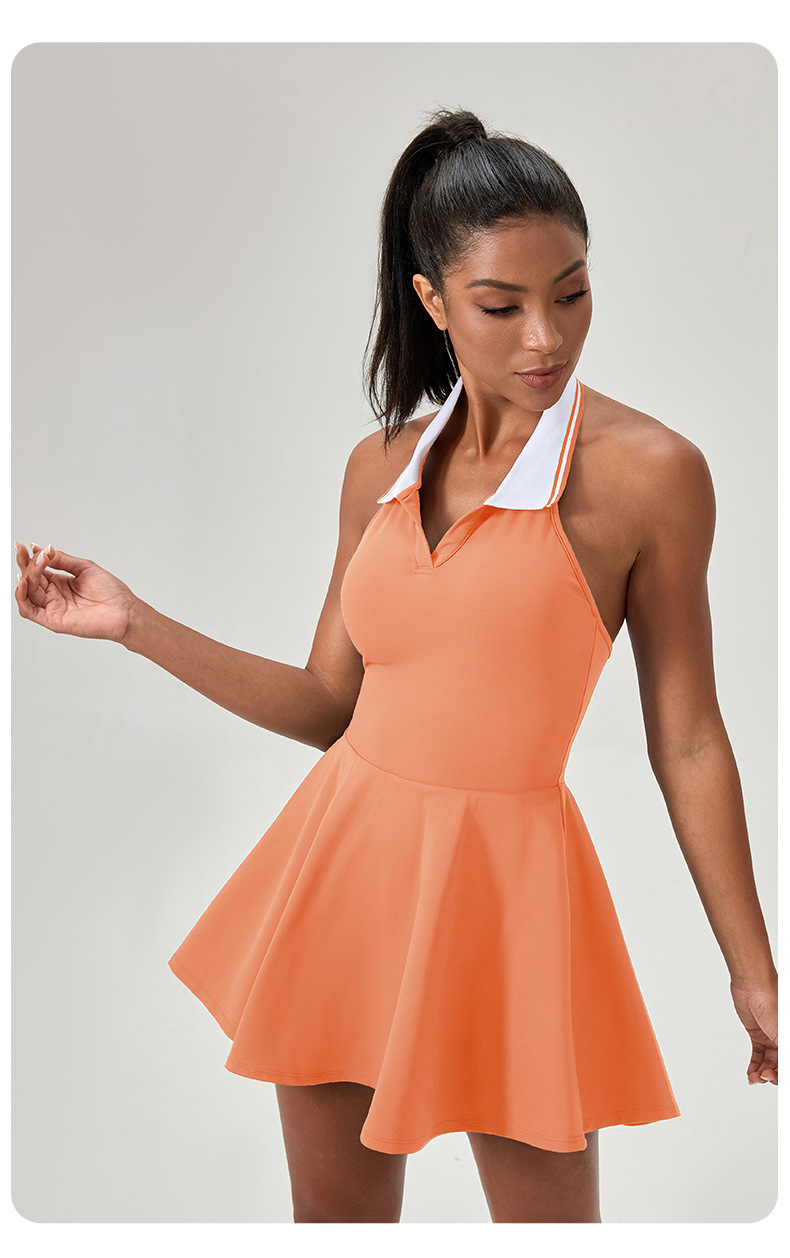 Women's Quick Dry Halter Neck Yoga Tennis Dress  FGB52174