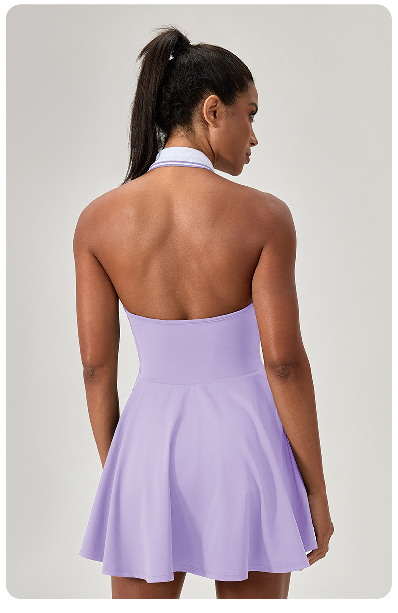 Women's Quick Dry Halter Neck Yoga Tennis Dress  FGB52174