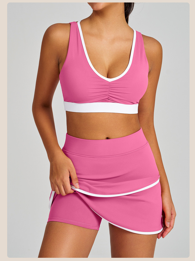 Women's Yoga Sports Bra And 2 in 1 Skirts Tennis Set FGBB4039 K4627