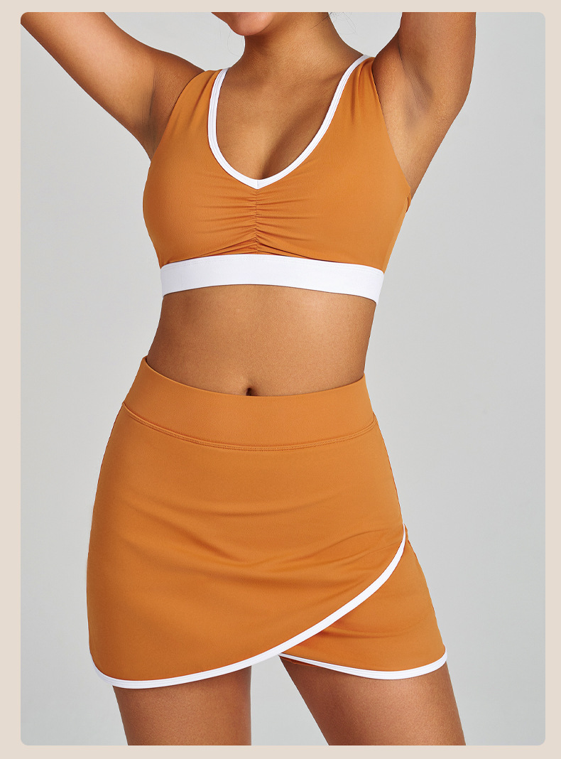 Women's Yoga Sports Bra And 2 in 1 Skirts Tennis Set FGBB4039 K4627