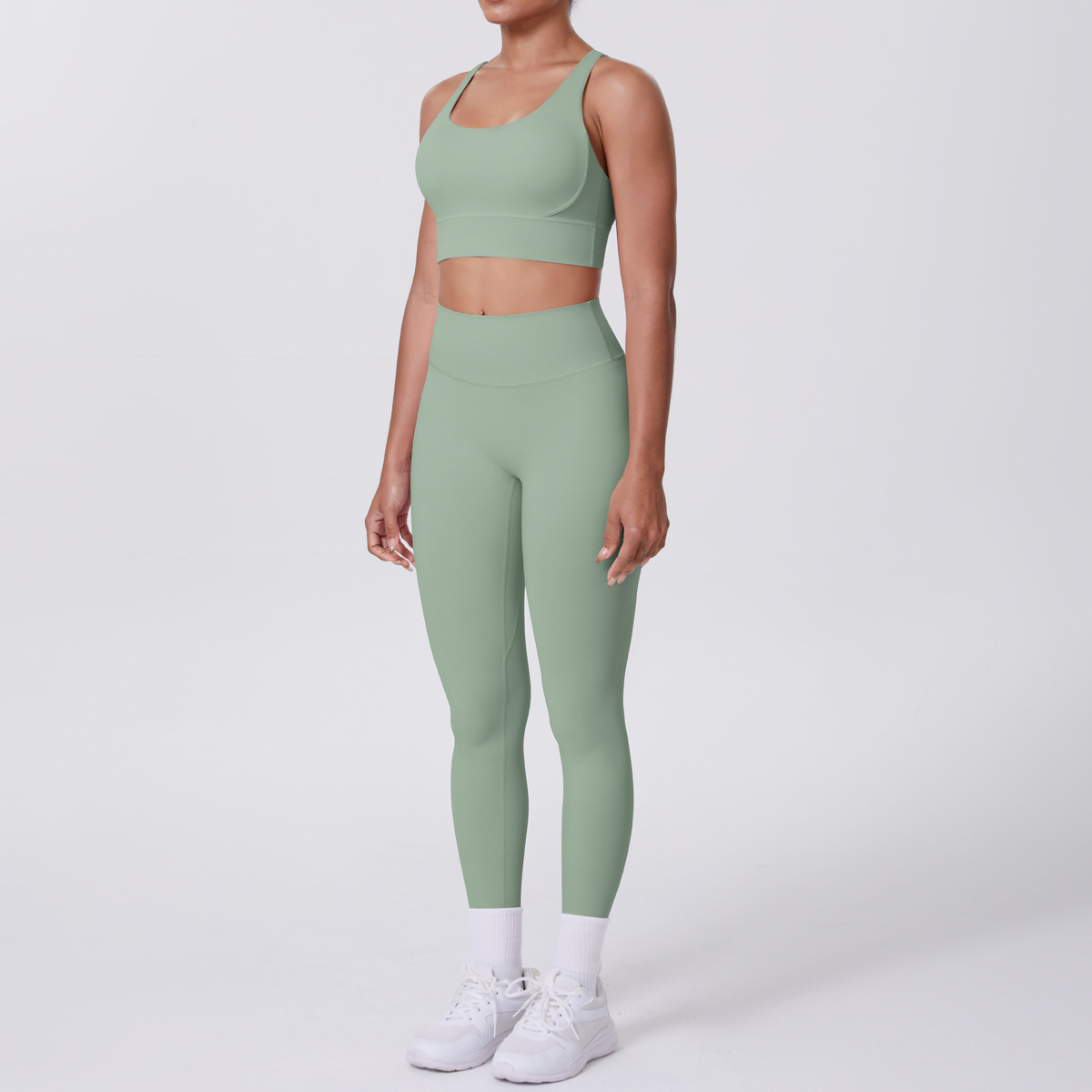 Cross Back Bra Yoga Leggings Gym Activewear 2 Piece Yoga Set FGB7113 7100