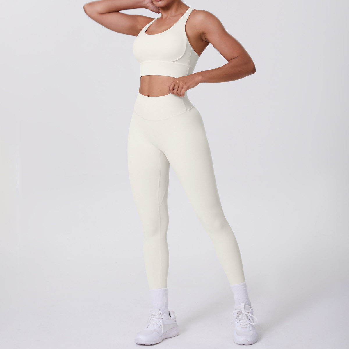Cross Back Bra Yoga Leggings Gym Activewear 2 Piece Yoga Set FGB7113 7100