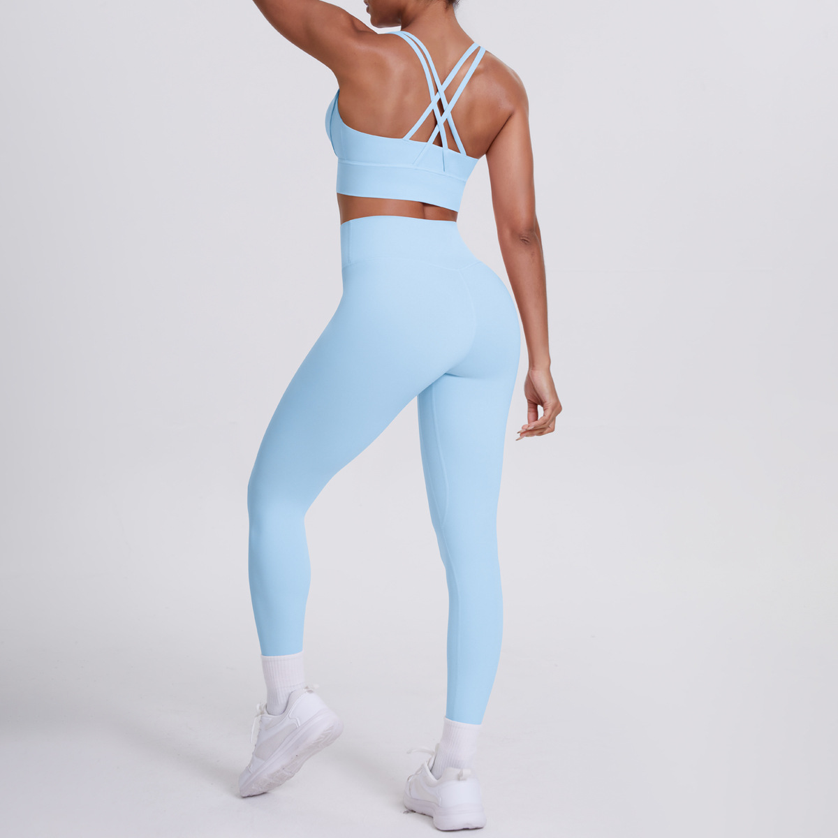 Cross Back Bra Yoga Leggings Gym Activewear 2 Piece Yoga Set FGB7113 7100