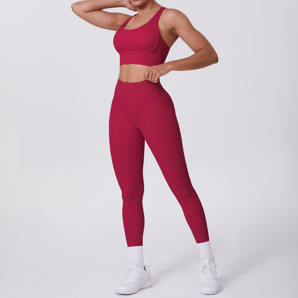 Cross Back Bra Yoga Leggings Gym Activewear 2 Piece Yoga Set FGB7113 7100