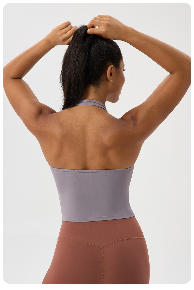 Breathable Fitness Wear Solid Color V-neck Running Sports Bra FGB52178