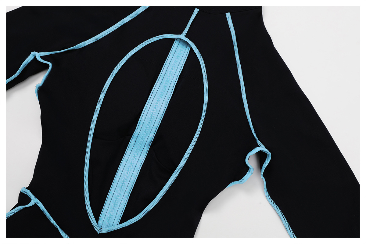 One Piece Long Sleeve Front Zipper Yoga Jumpsuit FGBELT9317