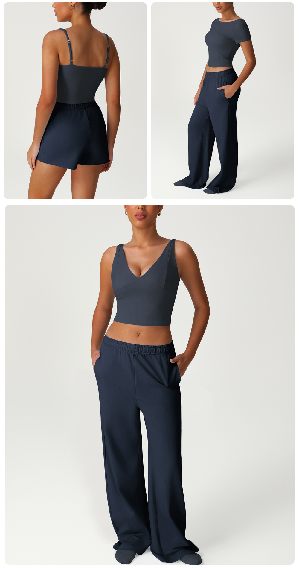 Breathable 4 Piece Women Tops And Pants Active Gym Wear Yoga Set FGBSM2528