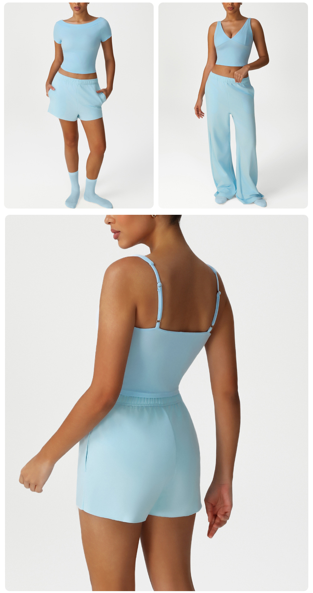 Breathable 4 Piece Women Tops And Pants Active Gym Wear Yoga Set FGBSM2528