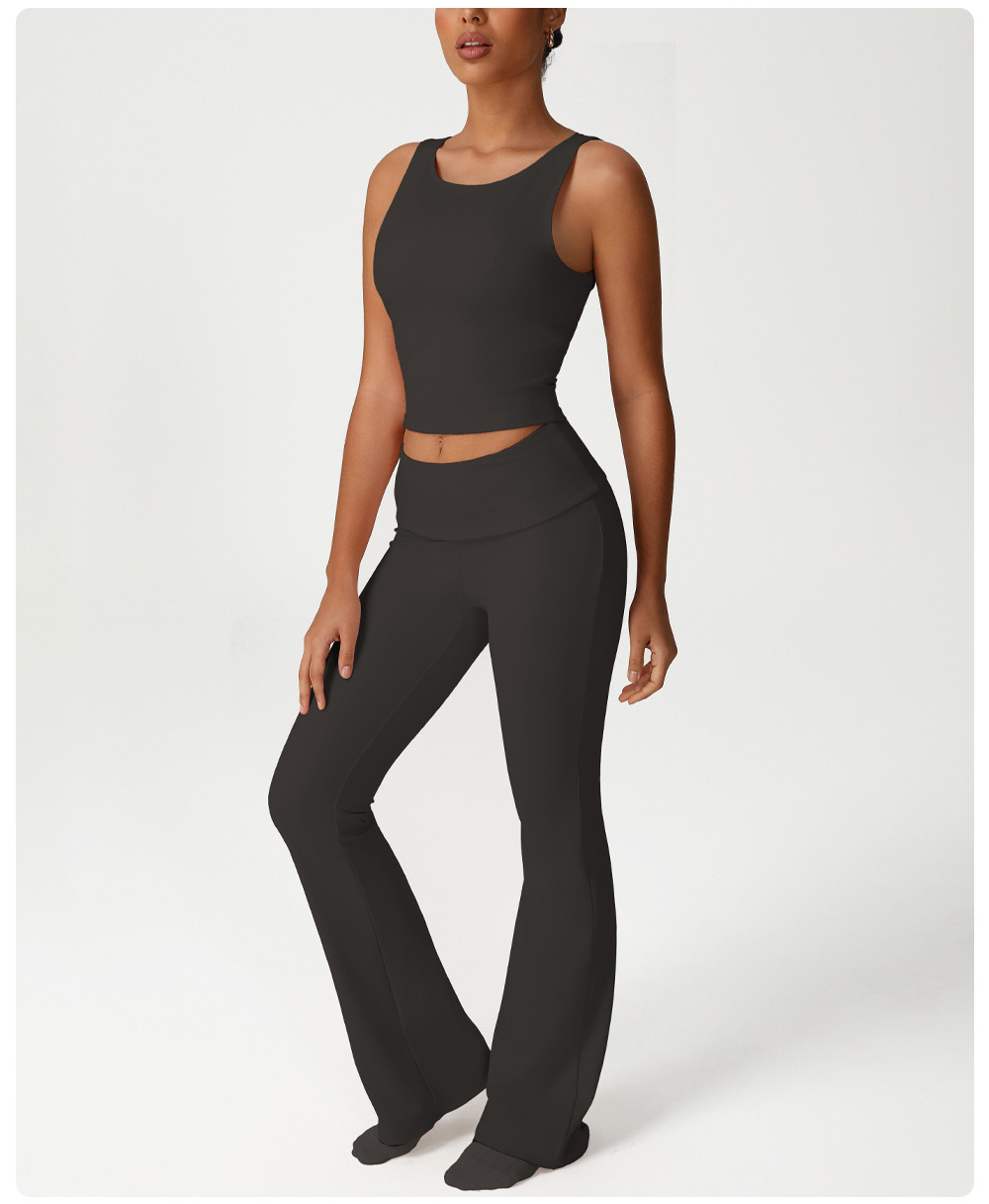 Women High Waist Slim Fit Yoga Bell-bottom Pants FGBSM2533