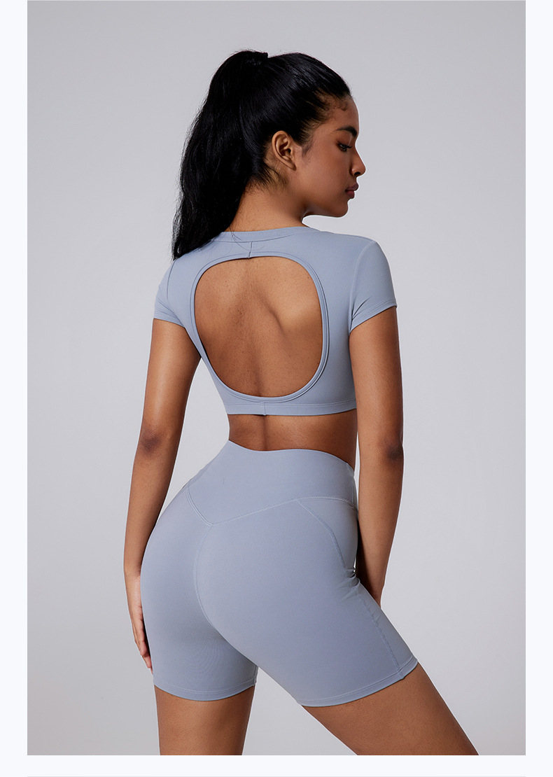 New High Sexy Quality Yoga Short Sleeve Crop Top FGBYDX3138