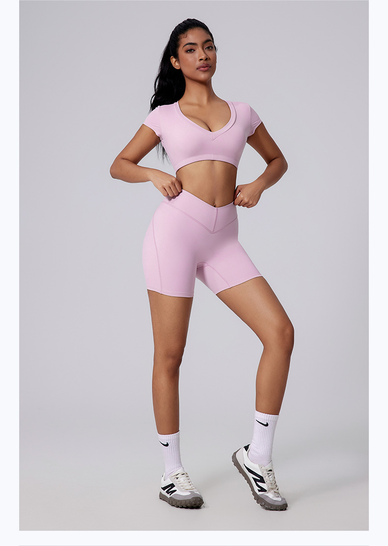New High Sexy Quality Yoga Short Sleeve Crop Top FGBYDX3138