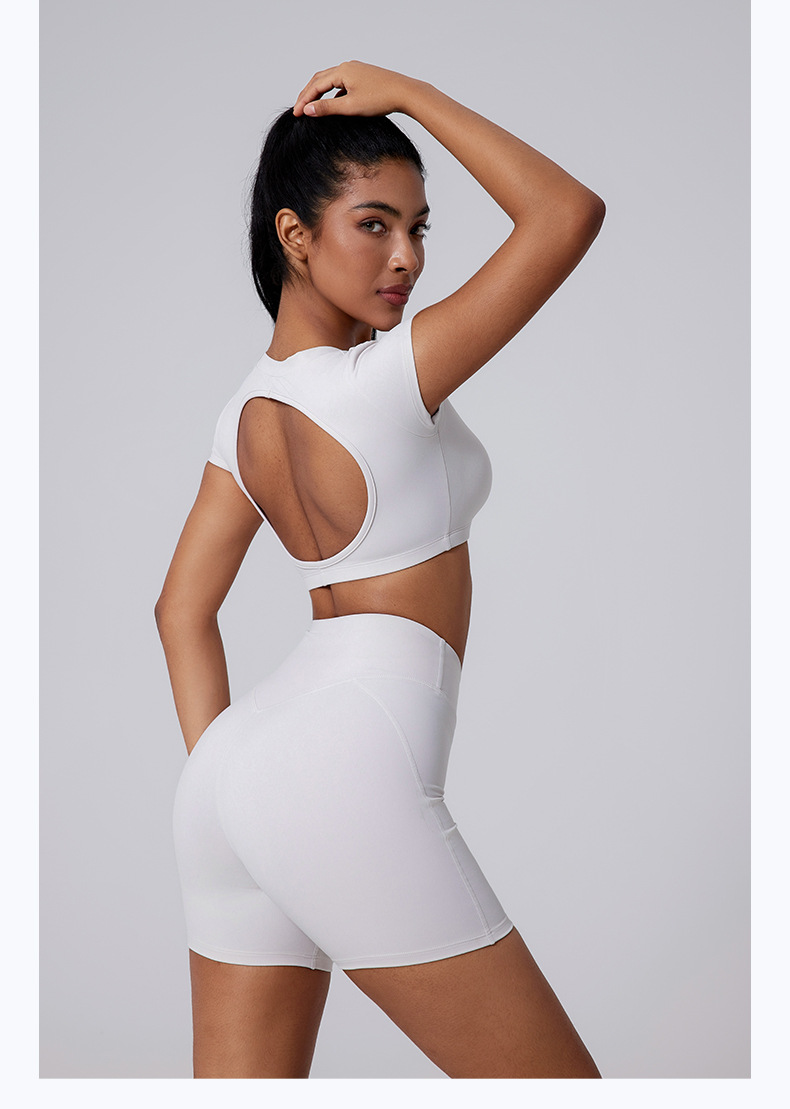 New High Sexy Quality Yoga Short Sleeve Crop Top FGBYDX3138