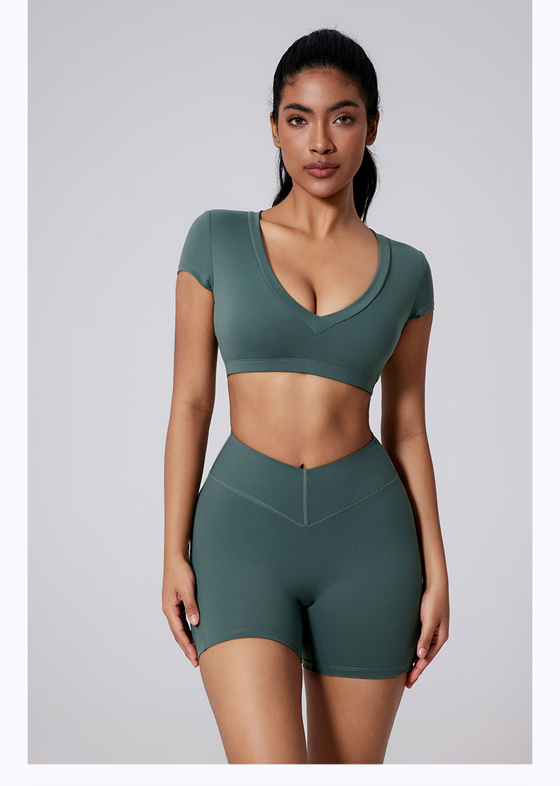 New High Sexy Quality Yoga Short Sleeve Crop Top FGBYDX3138