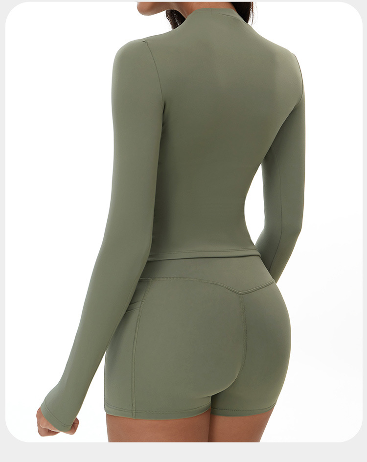 Women's Long Sleeve And Fitness Running Shorts Yoga 2 Piece Set FGBTZ3103