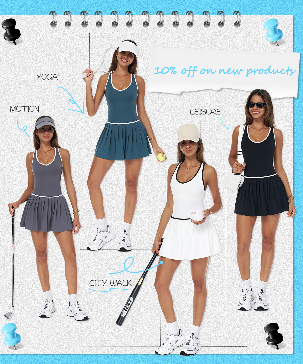 New Arrival: FGBELT3092 Tennis Dress — Built-in Bra | Pleated Skirt | Inner Shorts with Pockets