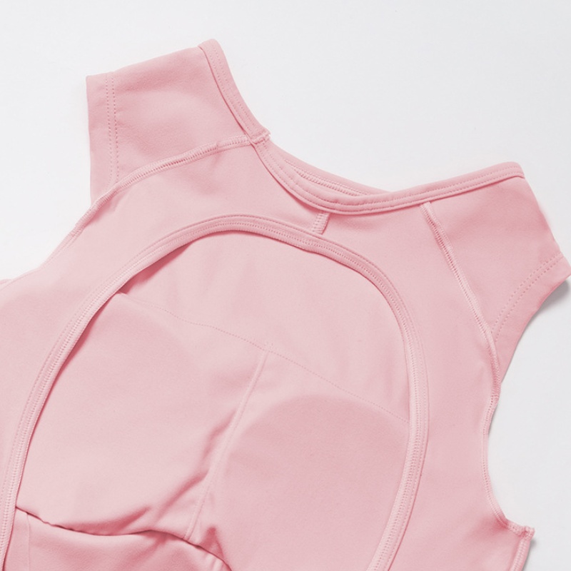 Women's Round Neck Summer Sports Bodysuit Yoga Clothes with Back Hollow Out Mat Sports Suit FGBELT9320