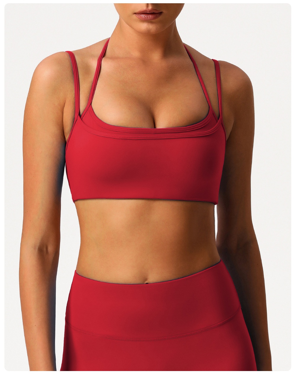 Double-layer Style Halter-neck Back Gym Fitness Yoga Bra Fitness Adjustable Yoga Sports Bra FGBSM9000