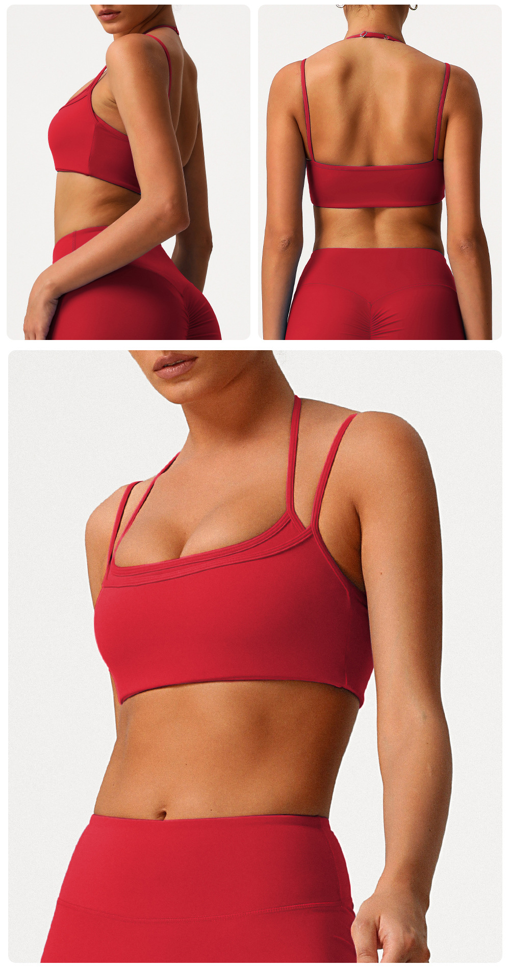 Double-layer Style Halter-neck Back Gym Fitness Yoga Bra Fitness Adjustable Yoga Sports Bra FGBSM9000
