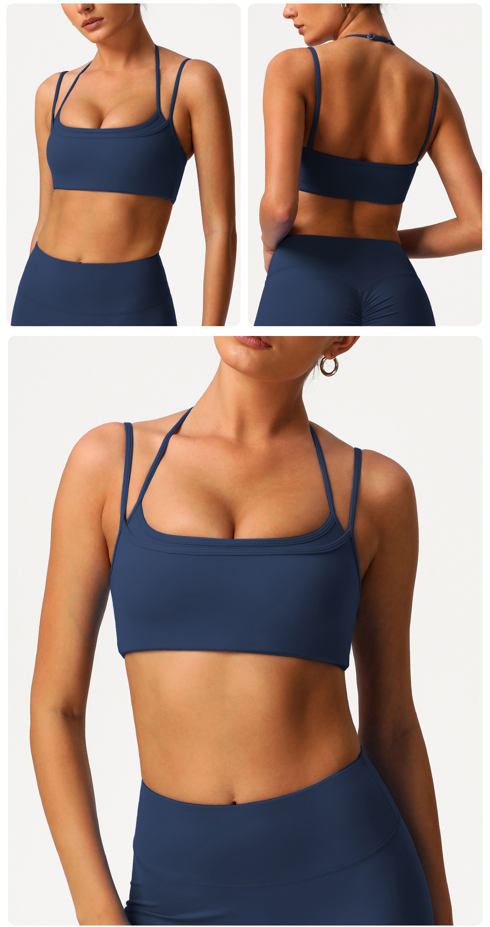 Double-layer Style Halter-neck Back Gym Fitness Yoga Bra Fitness Adjustable Yoga Sports Bra FGBSM9000