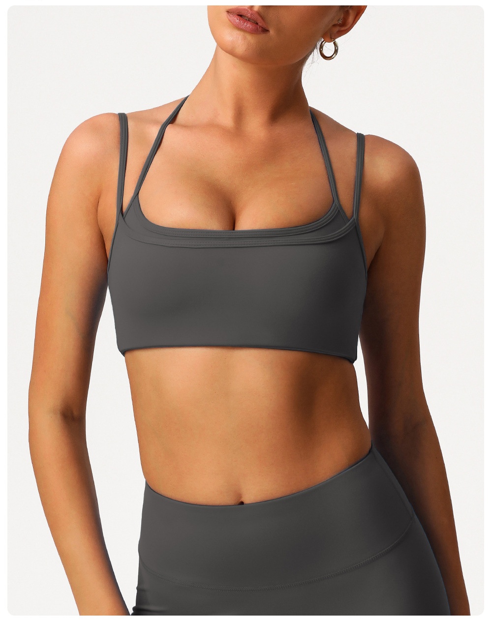 Double-layer Style Halter-neck Back Gym Fitness Yoga Bra Fitness Adjustable Yoga Sports Bra FGBSM9000