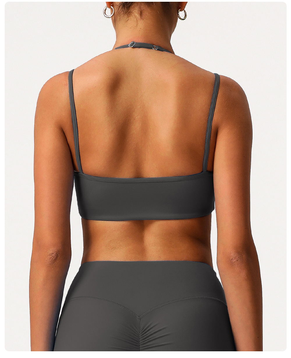 Double-layer Style Halter-neck Back Gym Fitness Yoga Bra Fitness Adjustable Yoga Sports Bra FGBSM9000