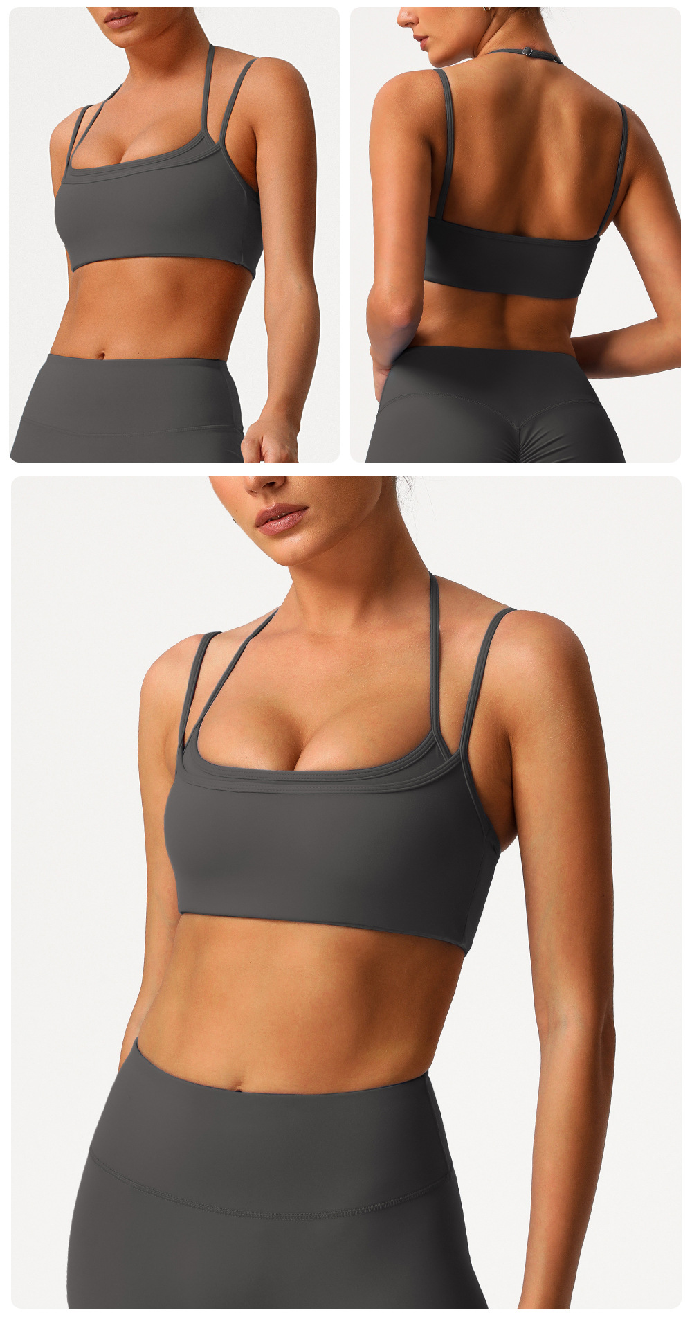 Double-layer Style Halter-neck Back Gym Fitness Yoga Bra Fitness Adjustable Yoga Sports Bra FGBSM9000