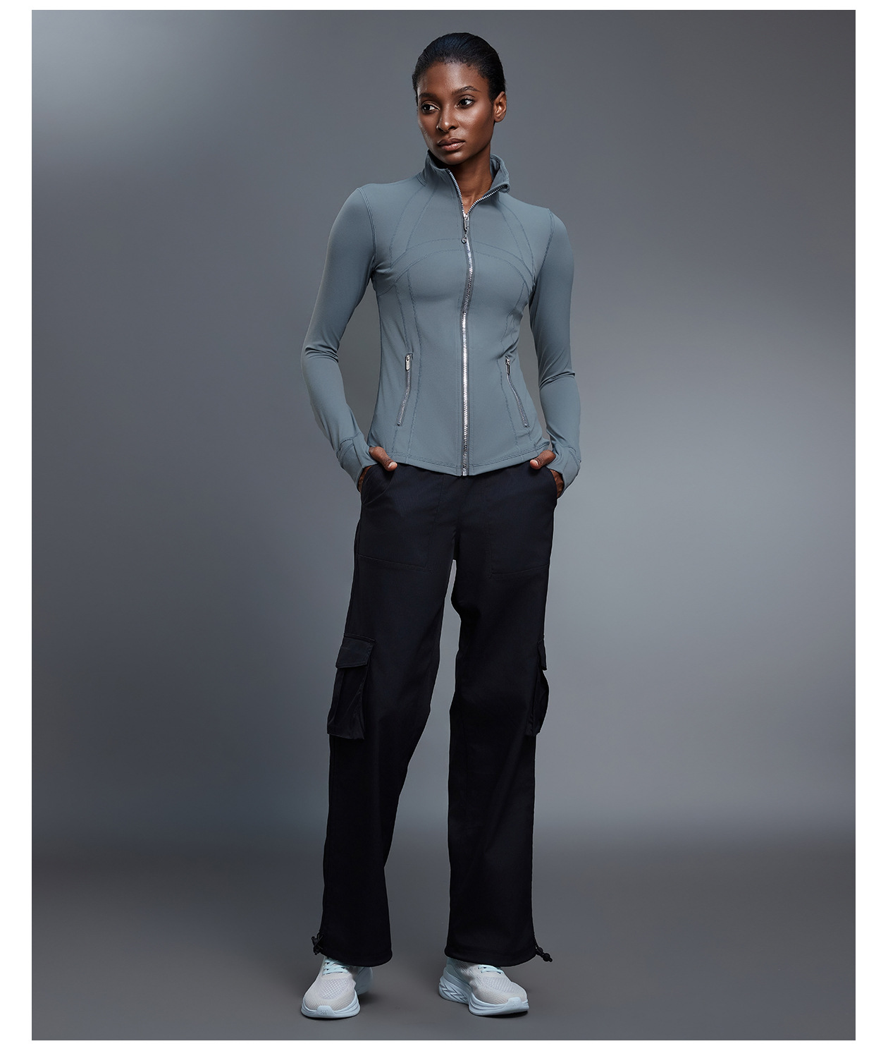 Women's Gym  Zip up Stand Collar Zip-Up Yoga Sleeve Sports Jacket FGBD25151
