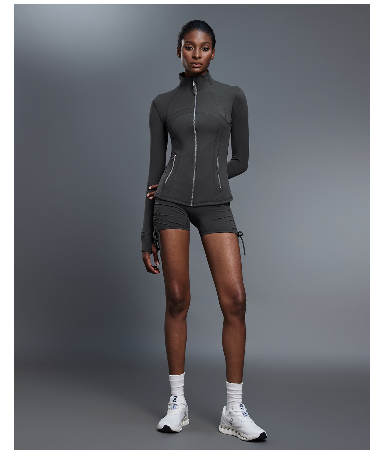 Women's Gym  Zip up Stand Collar Zip-Up Yoga Sleeve Sports Jacket FGBD25151