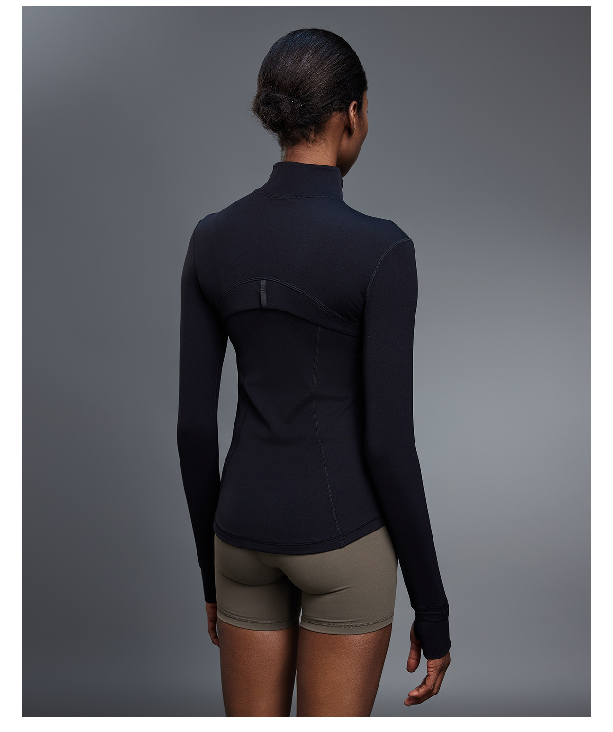 Custom Logo Zipper Women Jacket With Thumb Hole Soft Stretchy Long Sleeve Top FGBDAW182-2