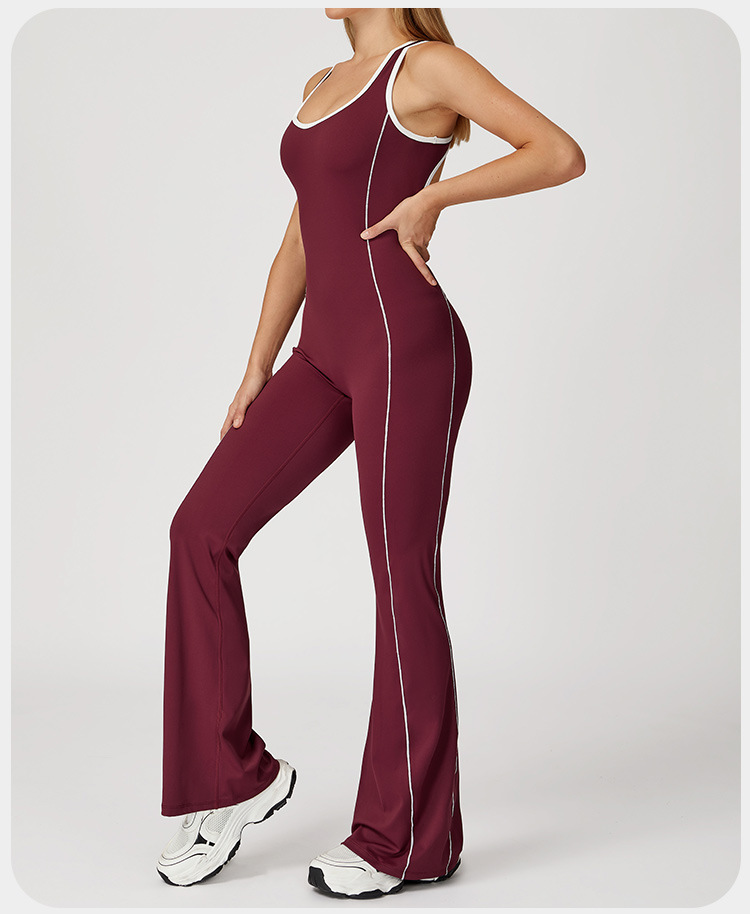Wholesale  Tight Yoga Suit Dance Butt Lifting Tummy Control Flared Hem Jumpsuit One Piece Yoga Clothes Yoga Jumpsuit FGBDLT5009