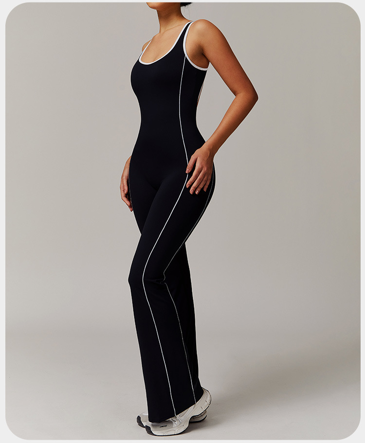 Wholesale  Tight Yoga Suit Dance Butt Lifting Tummy Control Flared Hem Jumpsuit One Piece Yoga Clothes Yoga Jumpsuit FGBDLT5009