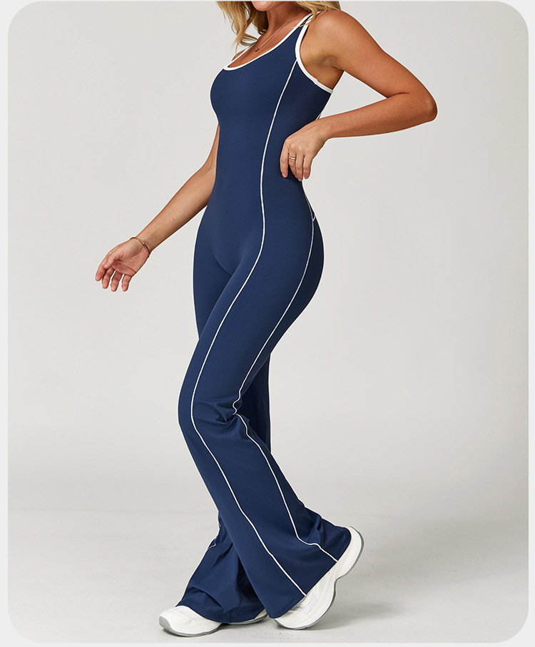 Wholesale  Tight Yoga Suit Dance Butt Lifting Tummy Control Flared Hem Jumpsuit One Piece Yoga Clothes Yoga Jumpsuit FGBDLT5009