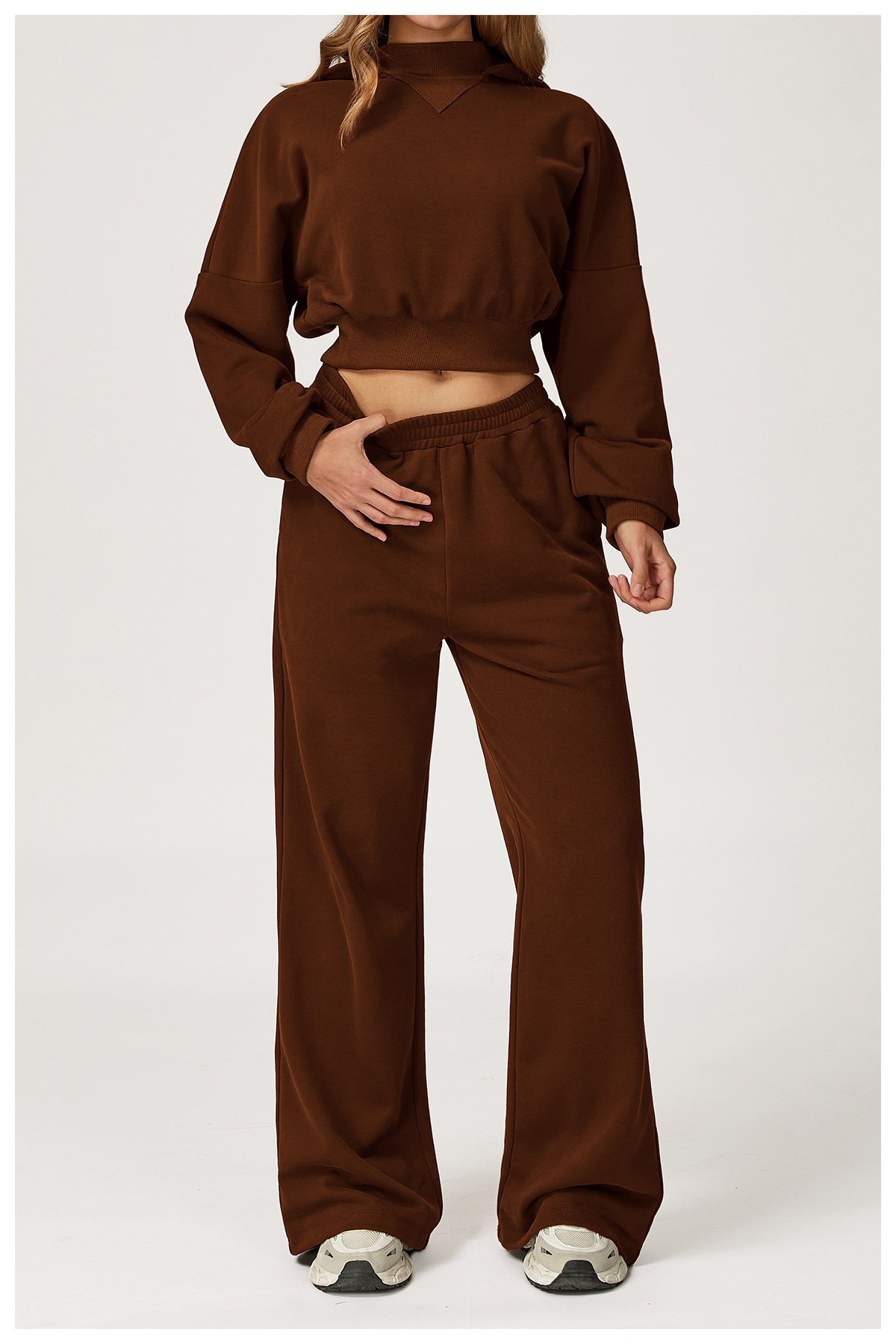 Women's Slim Long Sleeve 2-Piece Casual Athletic Set Comfortable Fitness Running Yoga  Sweatshirt with High Waist FGBTZ4507