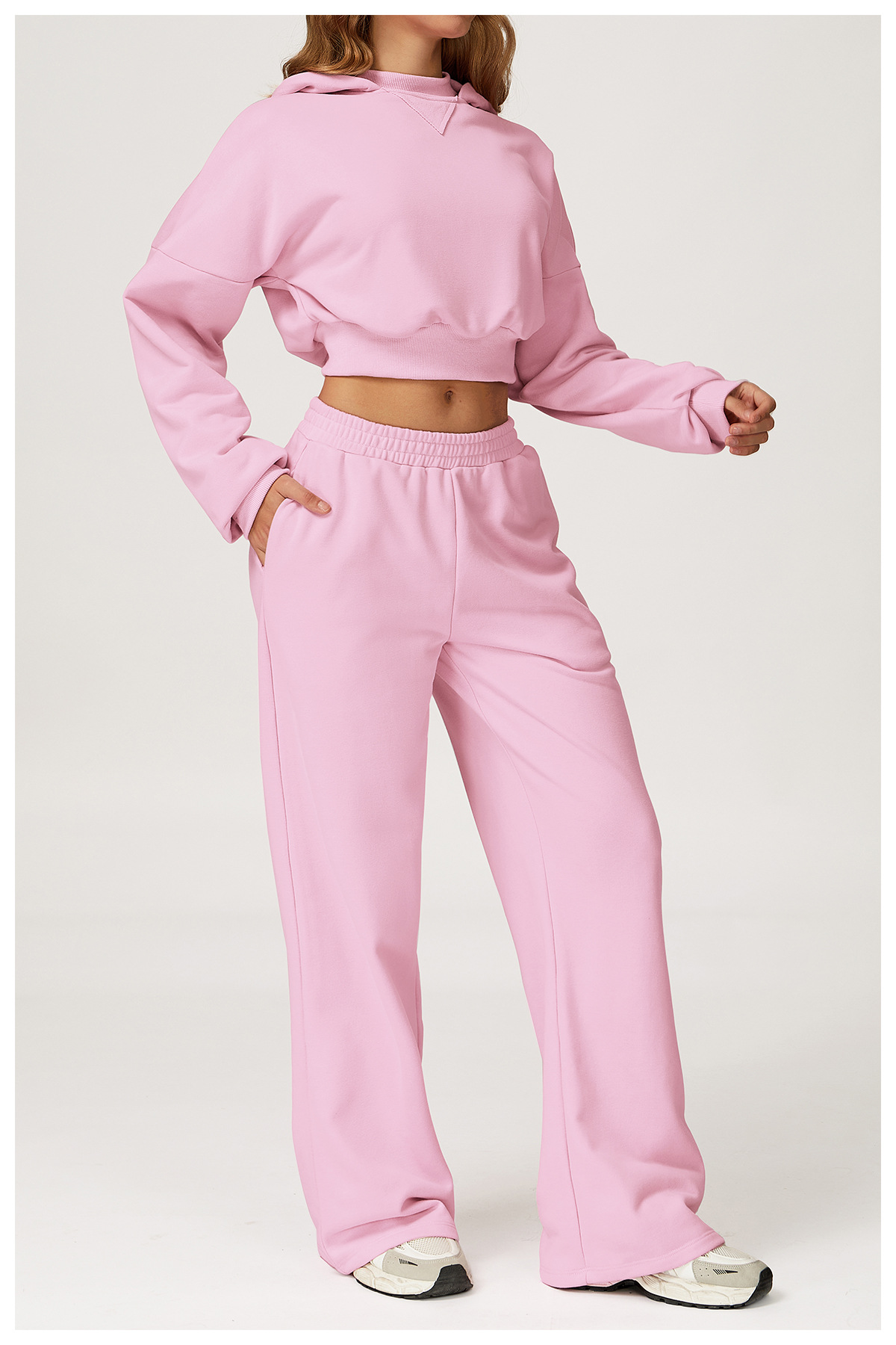 Women's Slim Long Sleeve 2-Piece Casual Athletic Set Comfortable Fitness Running Yoga  Sweatshirt with High Waist FGBTZ4507