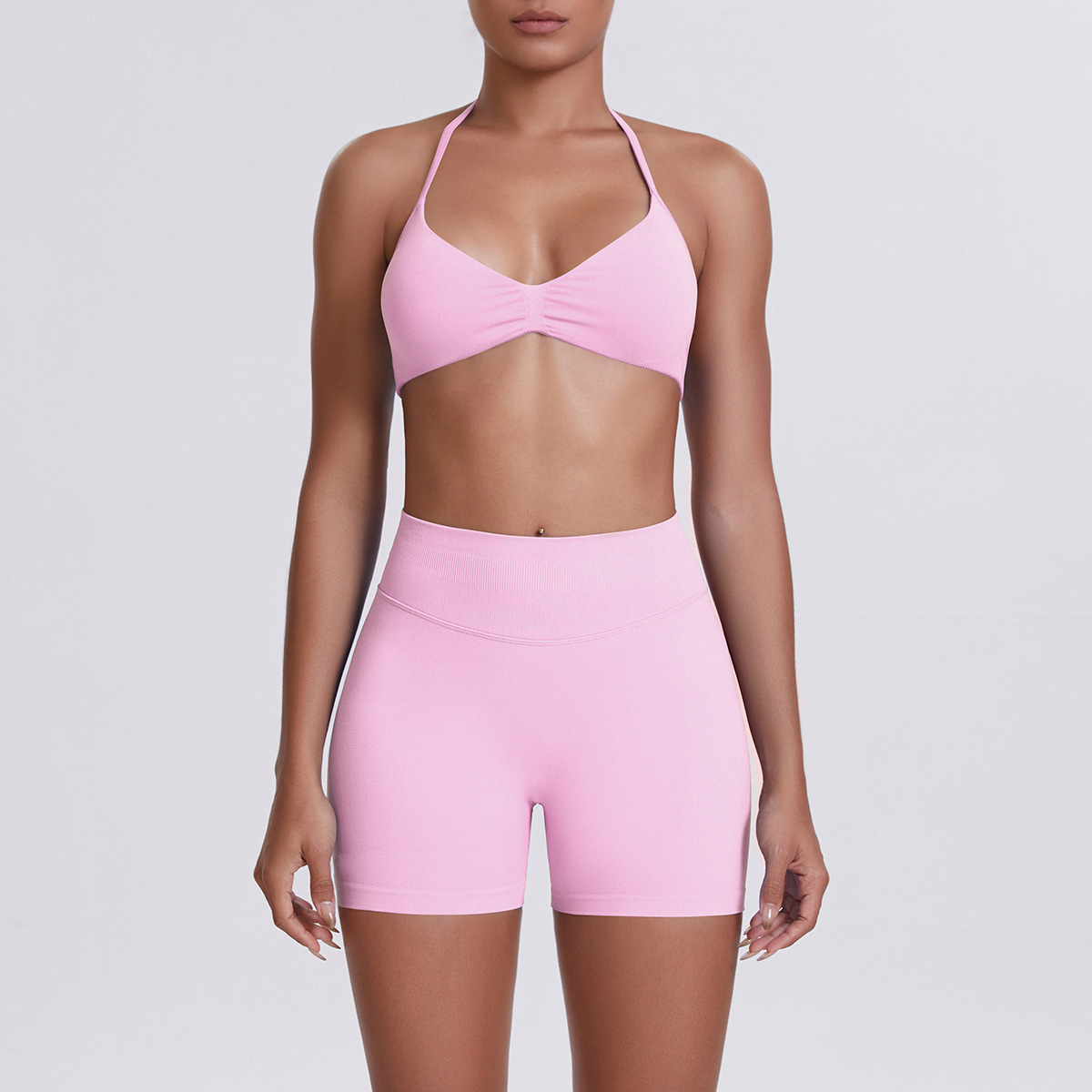 2 Piece Tracksuit Set Gym Running Yoga Sportswear Sports Bra Crop Tank High Waist Shorts Workout Outfits for Women FGB6702 6688