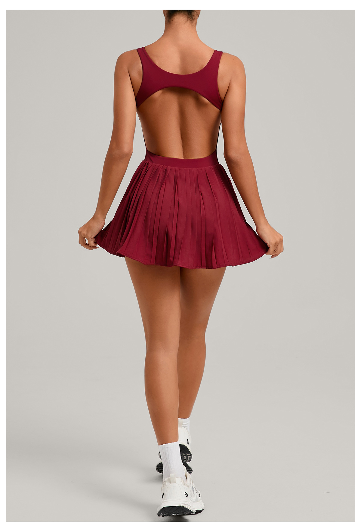 Women's Golf Dress Shorts One-piece Backless Sportswear Pleated Tennis Skirt High Quality Tennis Dress FGB3928