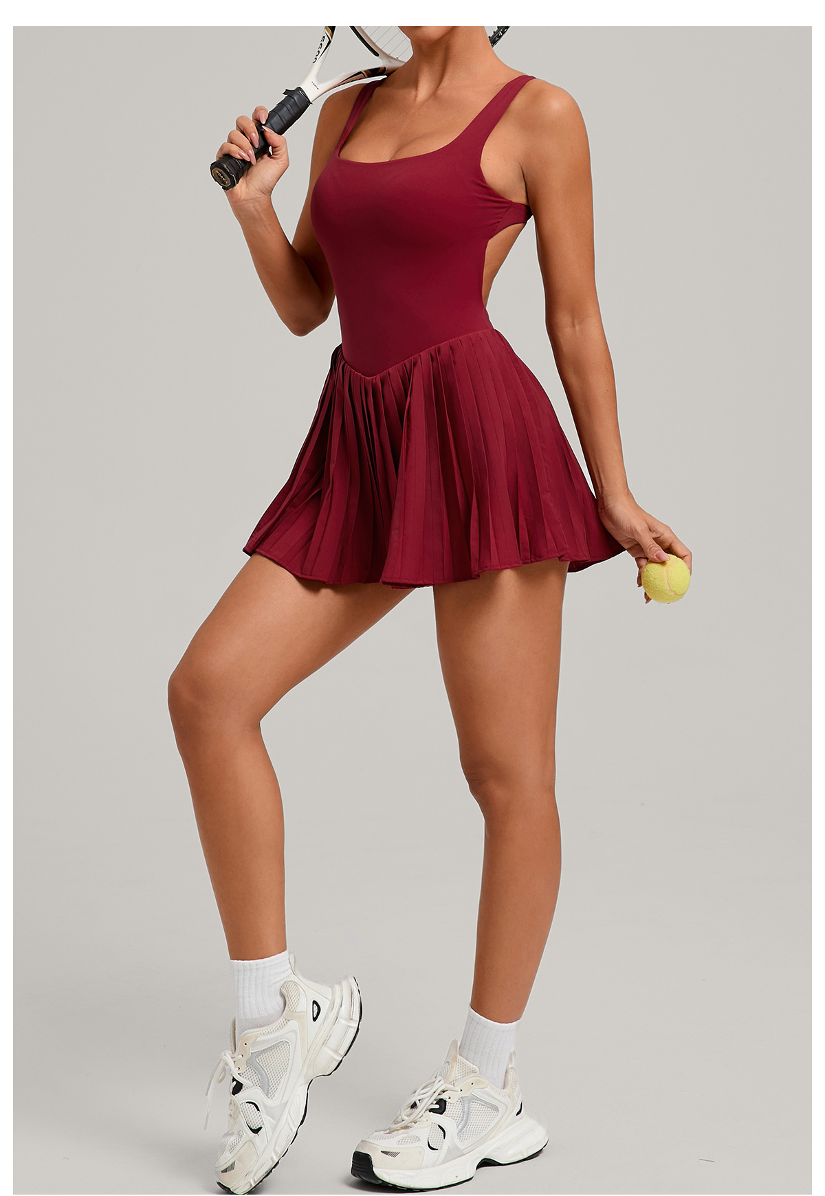 Women's Golf Dress Shorts One-piece Backless Sportswear Pleated Tennis Skirt High Quality Tennis Dress FGB3928