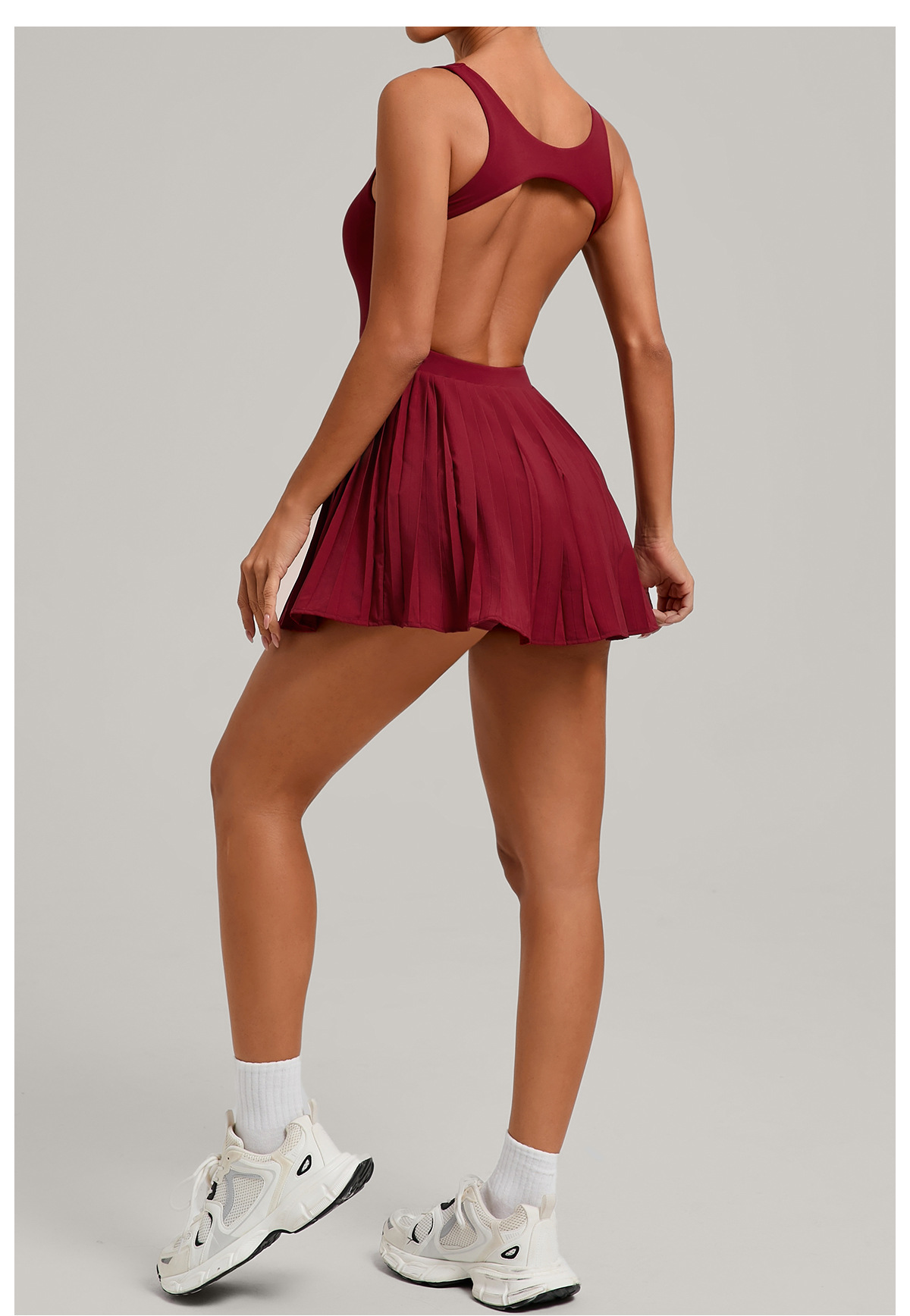 Women's Golf Dress Shorts One-piece Backless Sportswear Pleated Tennis Skirt High Quality Tennis Dress FGB3928