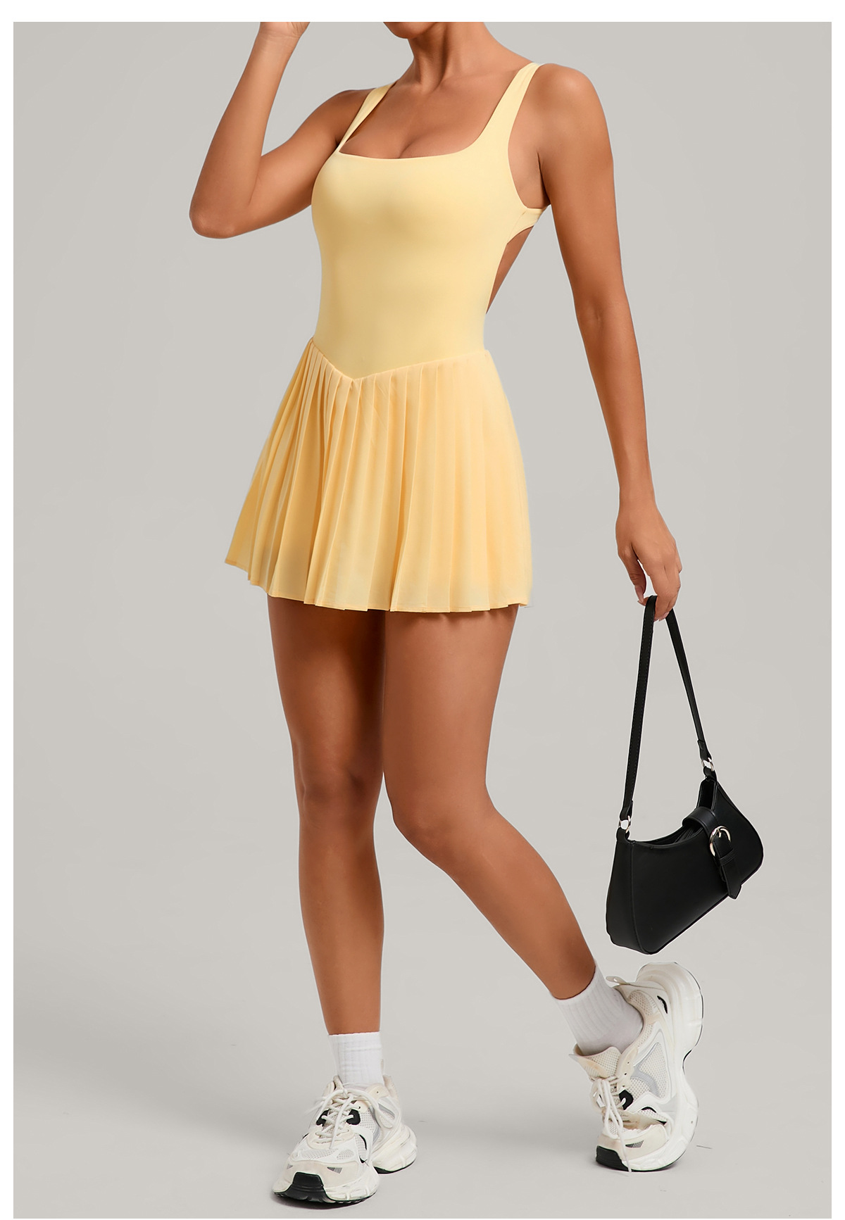Women's Golf Dress Shorts One-piece Backless Sportswear Pleated Tennis Skirt High Quality Tennis Dress FGB3928