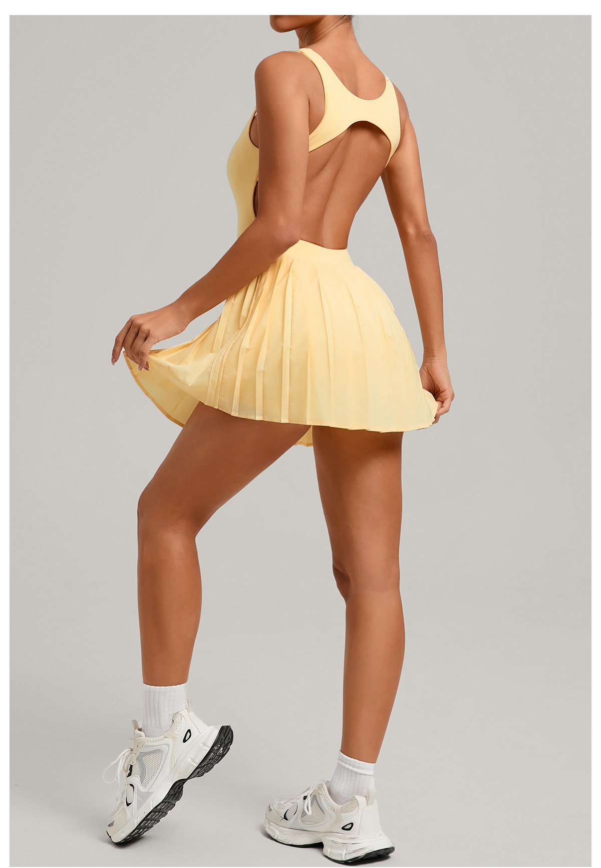 Women's Golf Dress Shorts One-piece Backless Sportswear Pleated Tennis Skirt High Quality Tennis Dress FGB3928