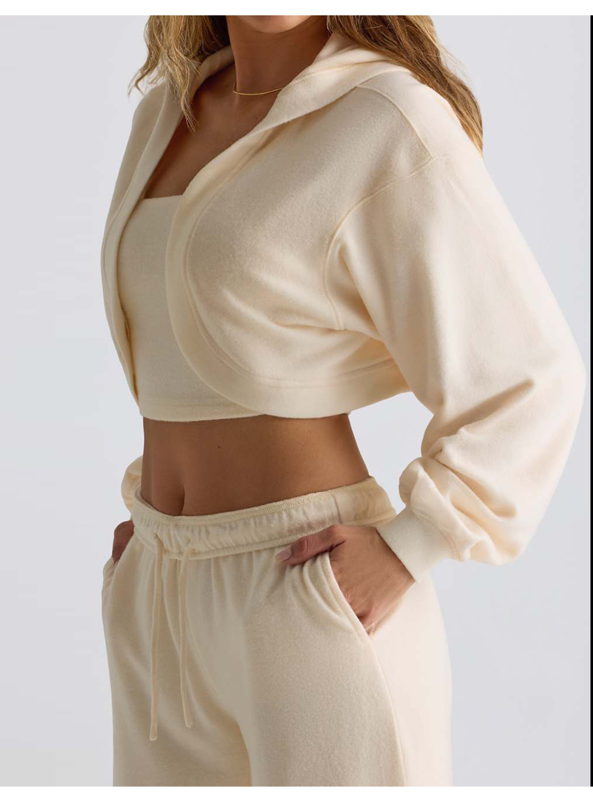 Womens Cropped Hoodie Workout Jacket Athletic Long Sleeve Sweatshirts FGB6011-1