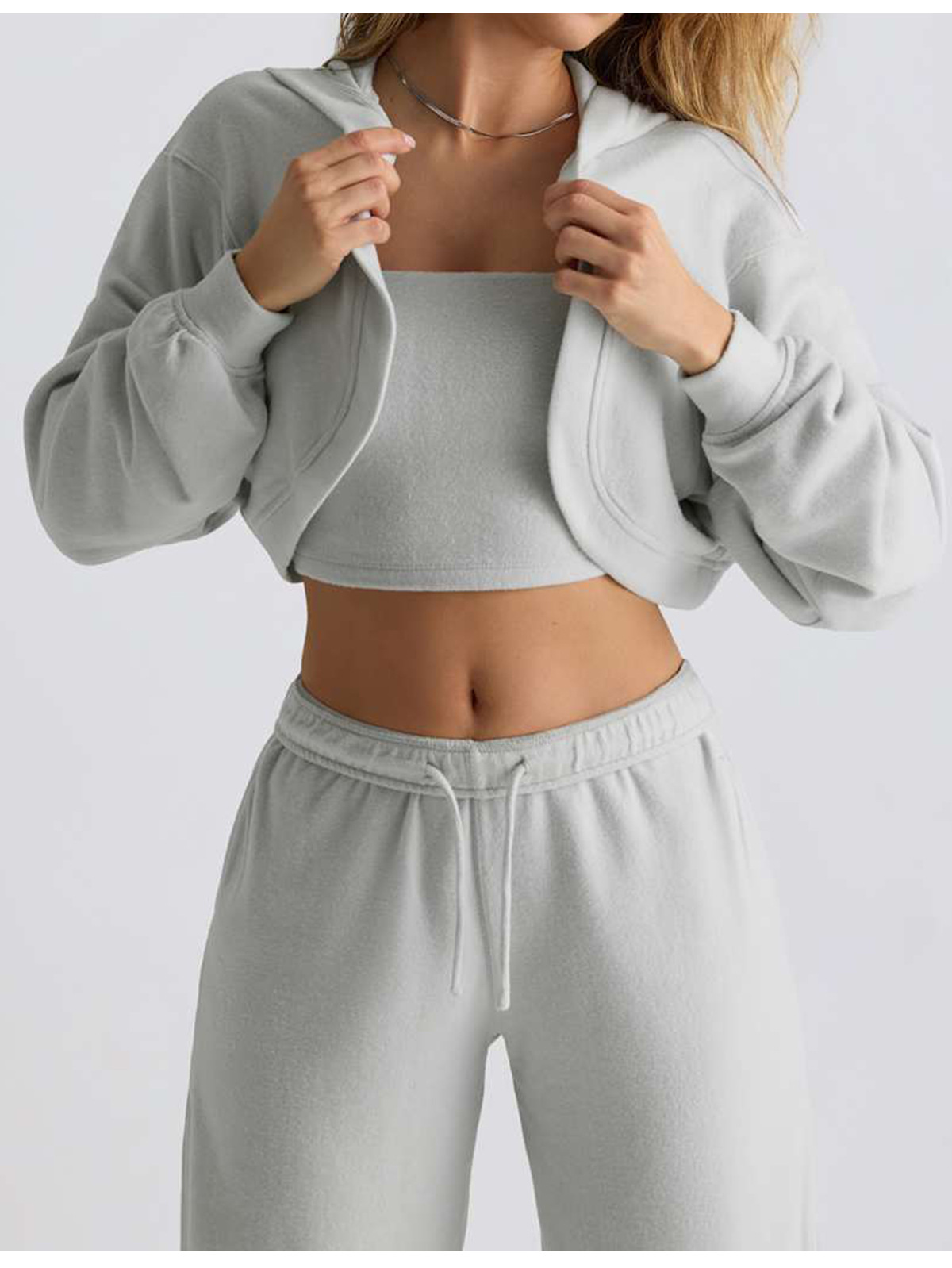 Womens Cropped Hoodie Workout Jacket Athletic Long Sleeve Sweatshirts FGB6011-1