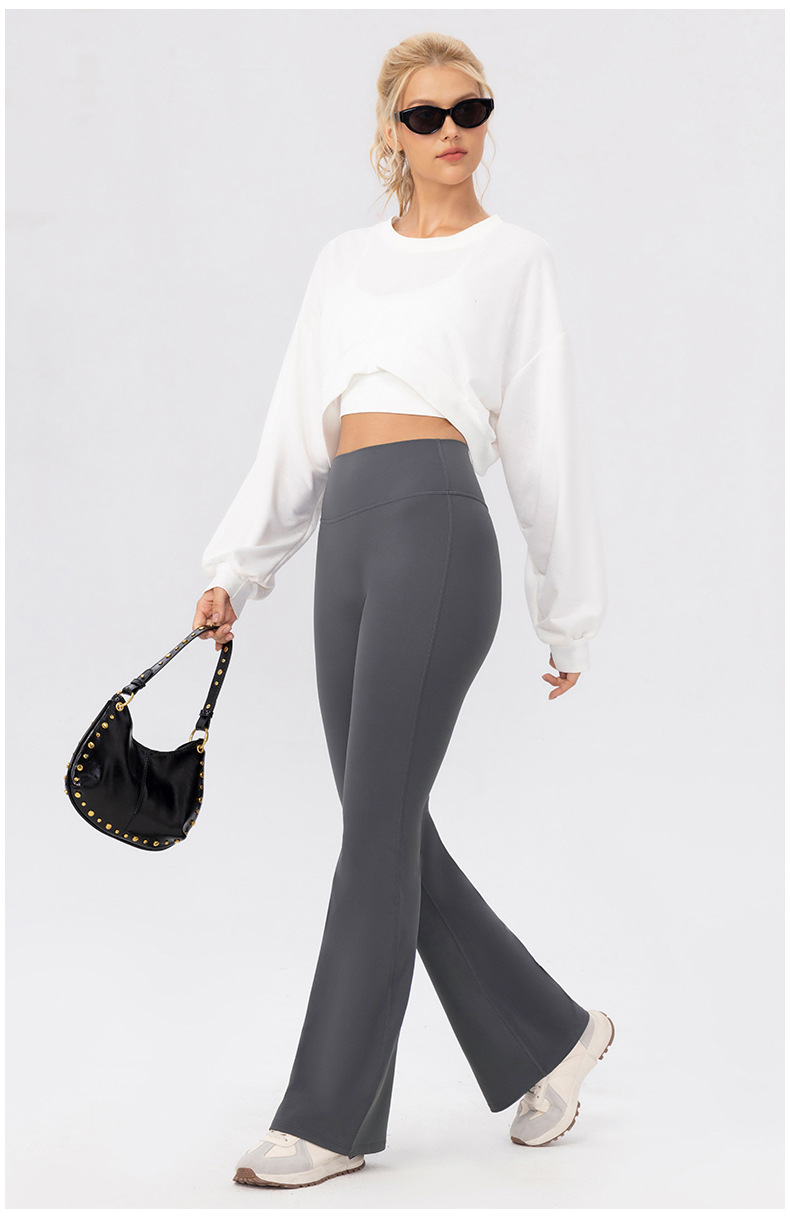 High Wide Waistband Warm Fleece Soft Flare  Pants Women's Yoga Sweat Pant FGB52325