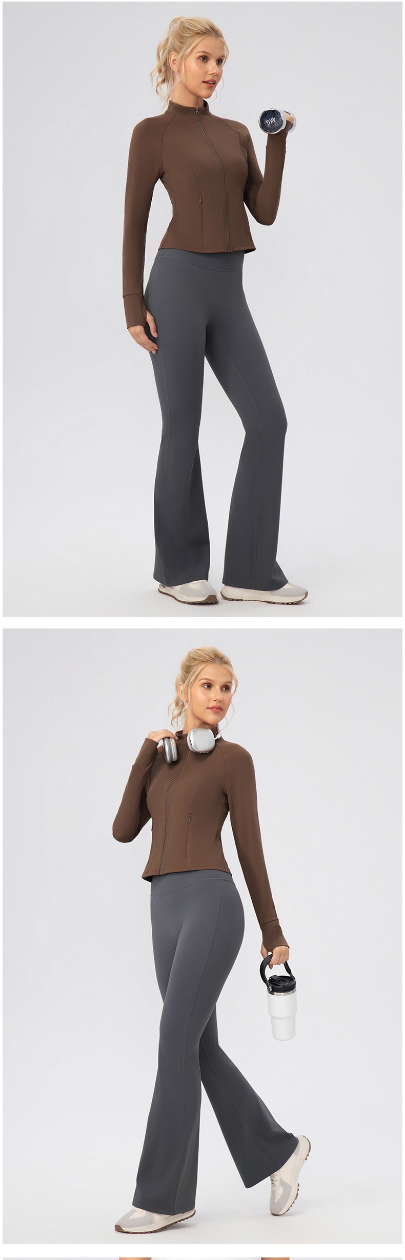 High Wide Waistband Warm Fleece Soft Flare  Pants Women's Yoga Sweat Pant FGB52325