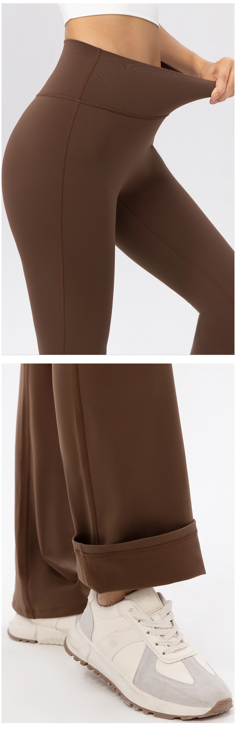 High Wide Waistband Warm Fleece Soft Flare  Pants Women's Yoga Sweat Pant FGB52325