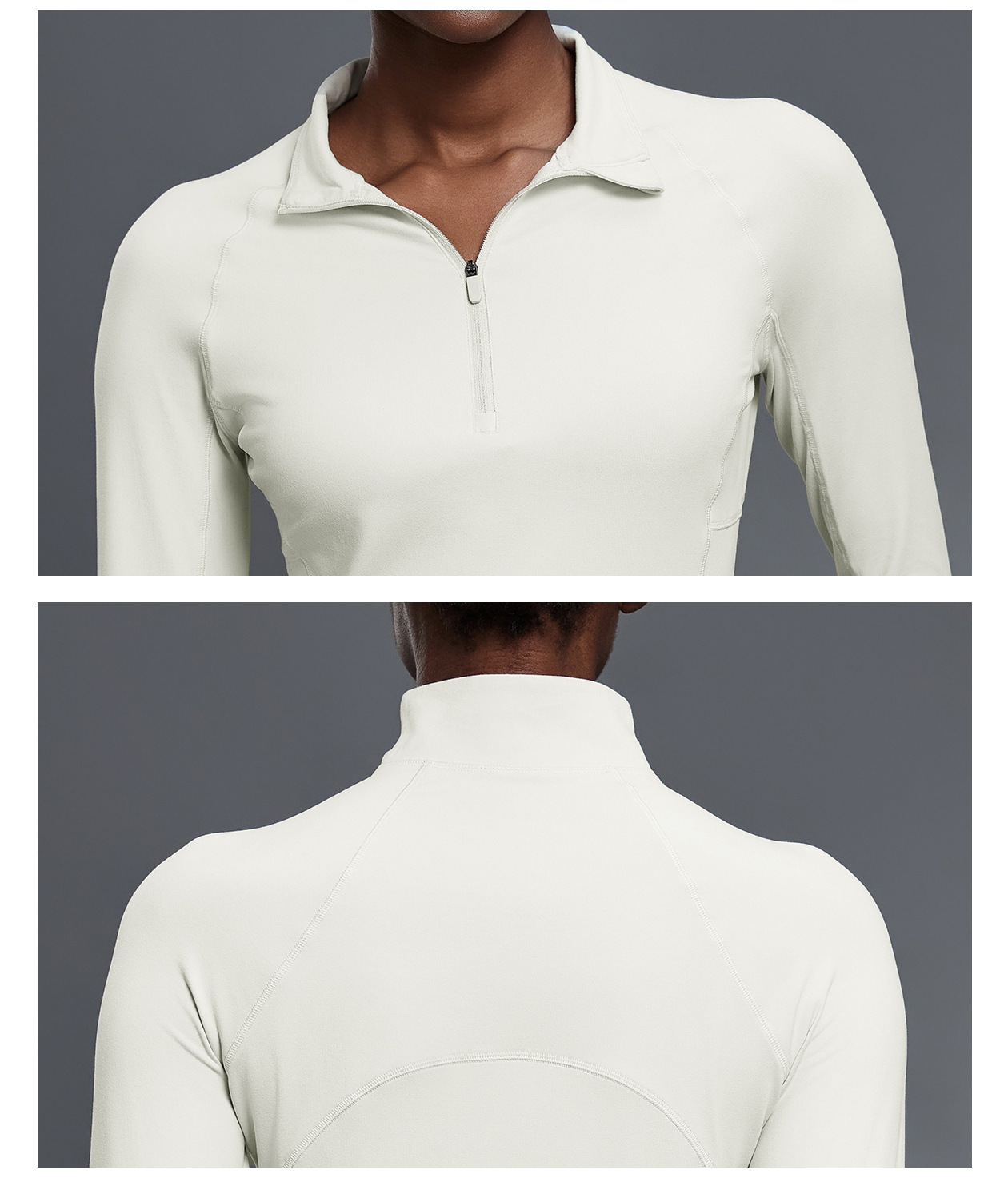 Women's Half Zip Long Sleeve  Yoga Shirt Slim Fit Fitness Sports Top With Thumb Holes FGBD25150