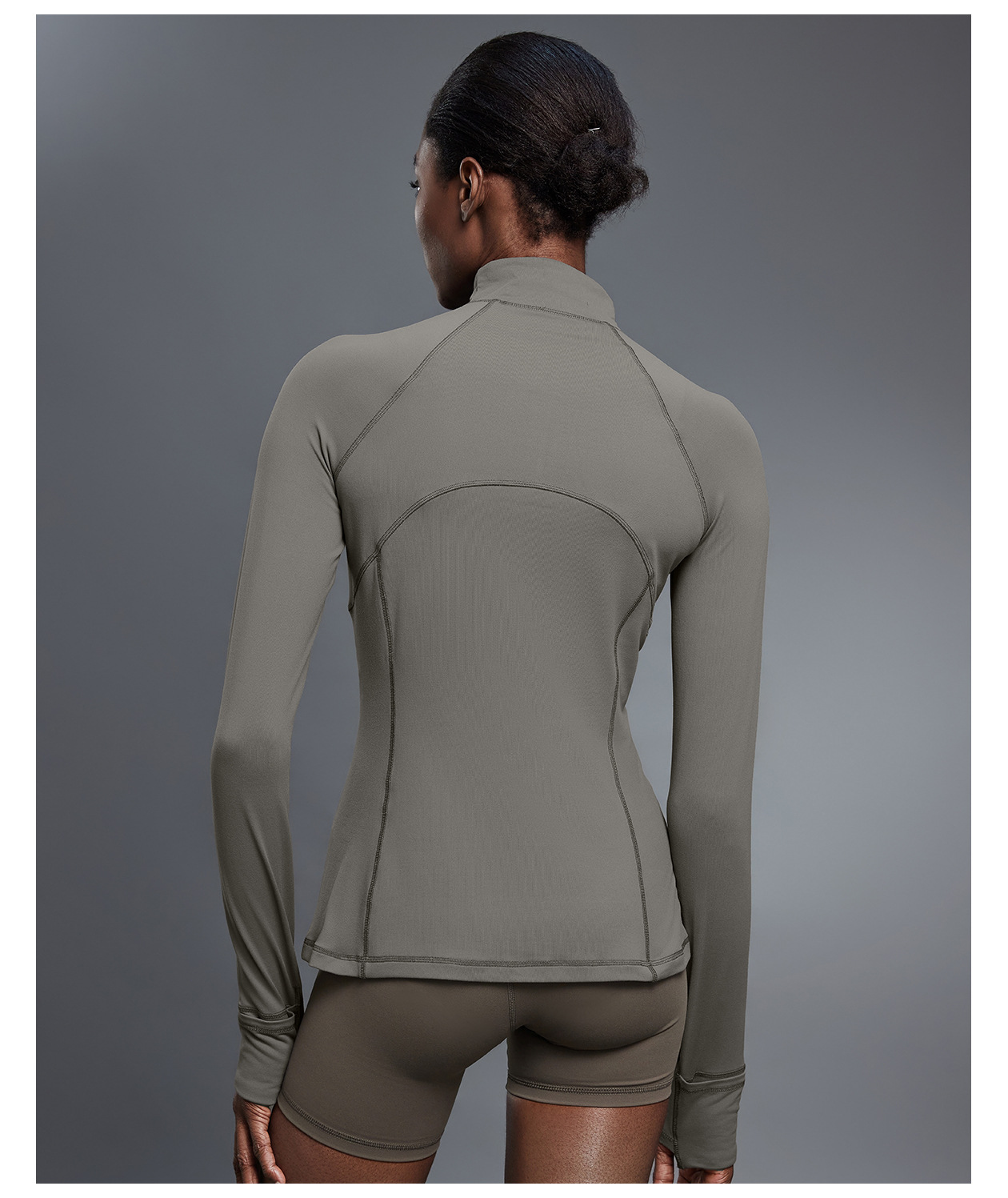 Women's Half Zip Long Sleeve  Yoga Shirt Slim Fit Fitness Sports Top With Thumb Holes FGBD25150